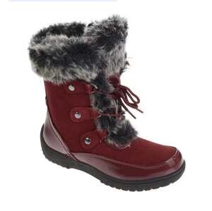 SPORTO Women's 8.5W Minor Waterproof Suede Mid-Calf Boot with Faux Fur Trim Red